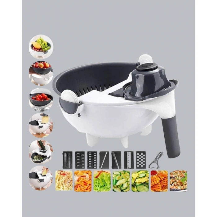 BFS 5 Fonksiyonlu Döner Rende Süzgeçli Çok Amaçlı Sebze Doğrayıcı Kaymaz Tabanlı