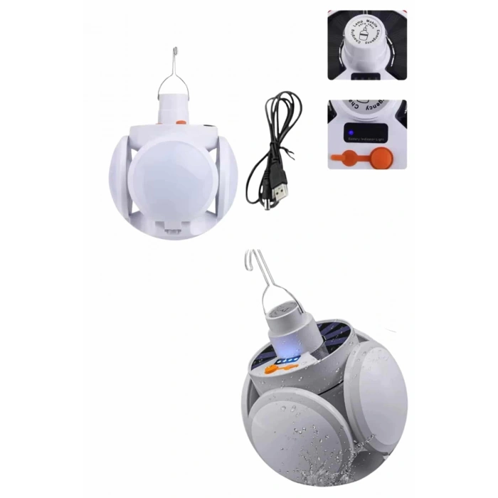 BFS 5 Kanatlı Bahçe Aydınlatma Led Askılı Solar Güneş Enerji Usb Sarjlı