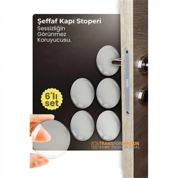 BFS 6lı Kristal Koruma  Şeffaf Kapı Stoperi Tampon Seti | Duvar & Mobilya Çarpma Önleyici