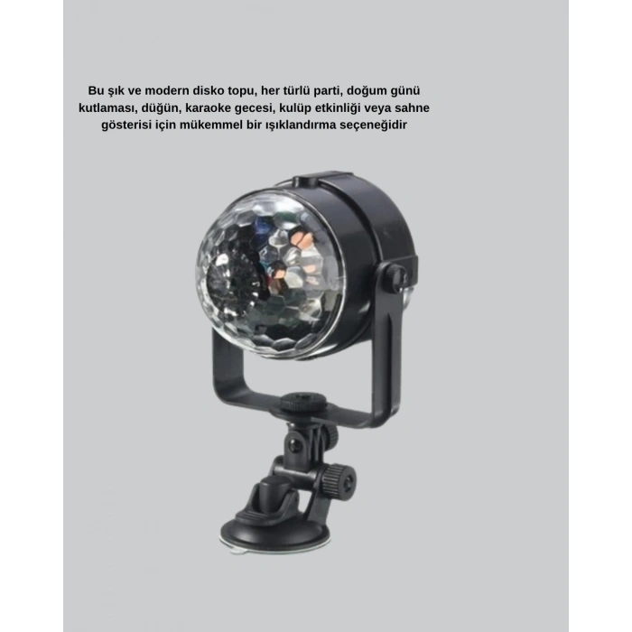 BFS 7 Renk Modlu Müzik Sensörlü Disko Topu – LED Işıklı Parti Aydınlatması