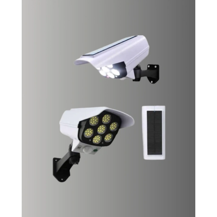 BFS 77 LEDli Güneş Enerjili Güvenlik Lambası ve Kukla Kamera – Hareket Sensörlü, 2400mAh Pilli