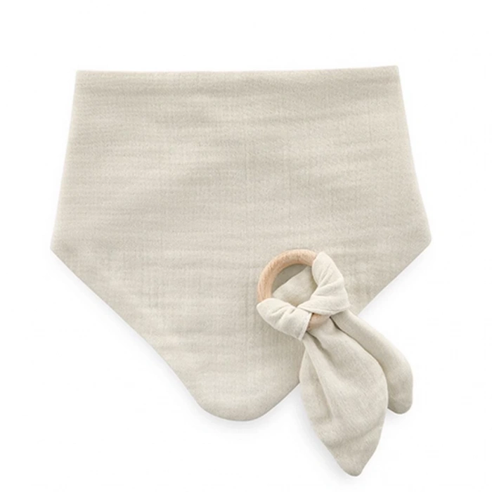 BFS     Ahşap Diş Kaşıyıcılı Bürümcük Müslin Önlük 736 Ekru