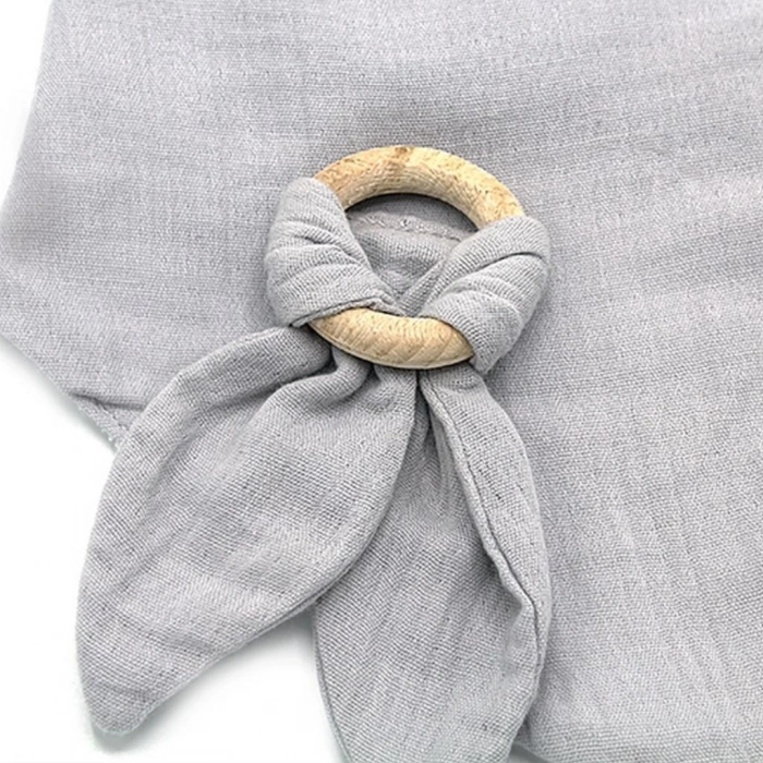 BFS     Ahşap Diş Kaşıyıcılı Bürümcük Müslin Önlük 736 Gri