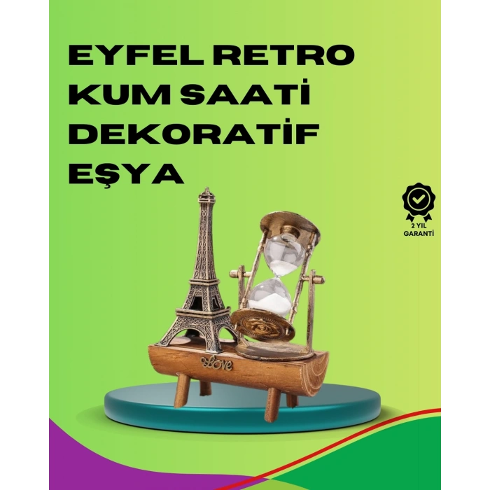 BFS Ahşap Gövdeli Dekoratif Kum Saati – Masa Üstü El Sanatı Aksesuarı