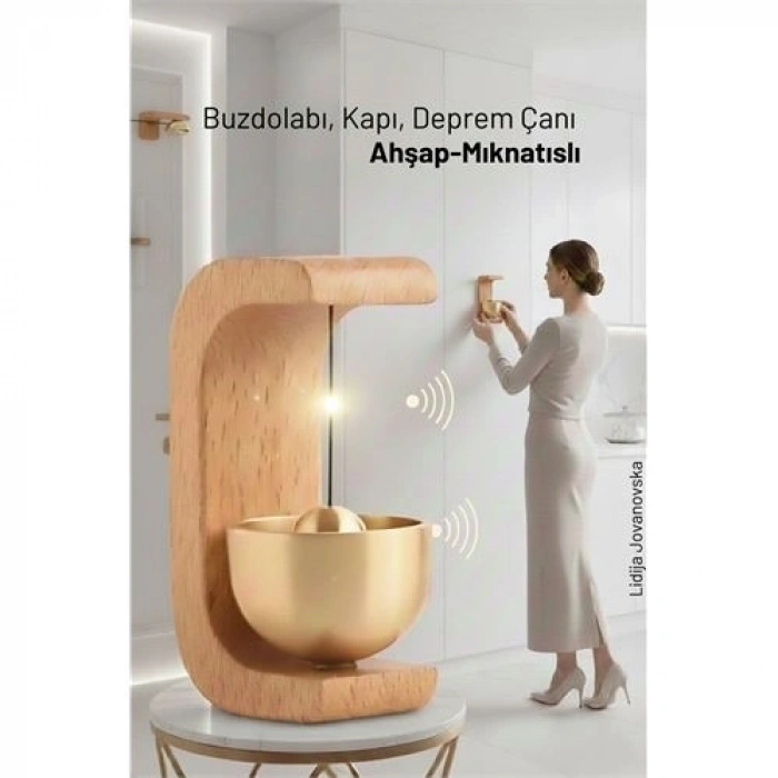 BFS Ahşap Kapı Çanı - Deprem Zili - Dekoratif Zil -Japon Rüzgar Çanı  Yapışkanlı ve Mıknatıslı