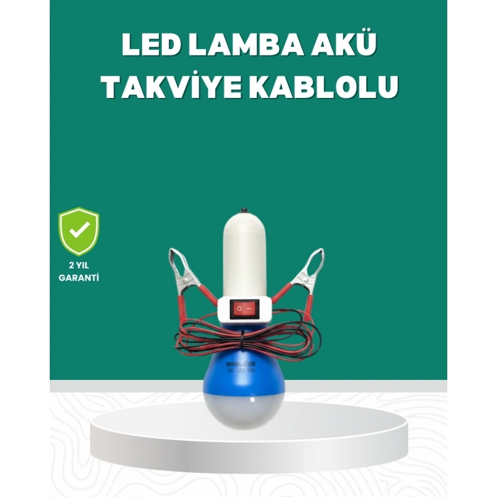Mey İthalat® Aküden Çalışan 12V LED Ampul Taşınabilir Kullanım