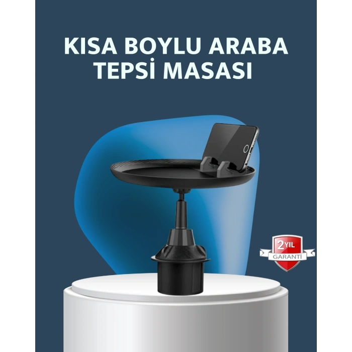 BFS Araç İçi 360° Ayarlanabilir Bardaklık Tepsisi Geniş Yüzeyli ve Telefon Standlı