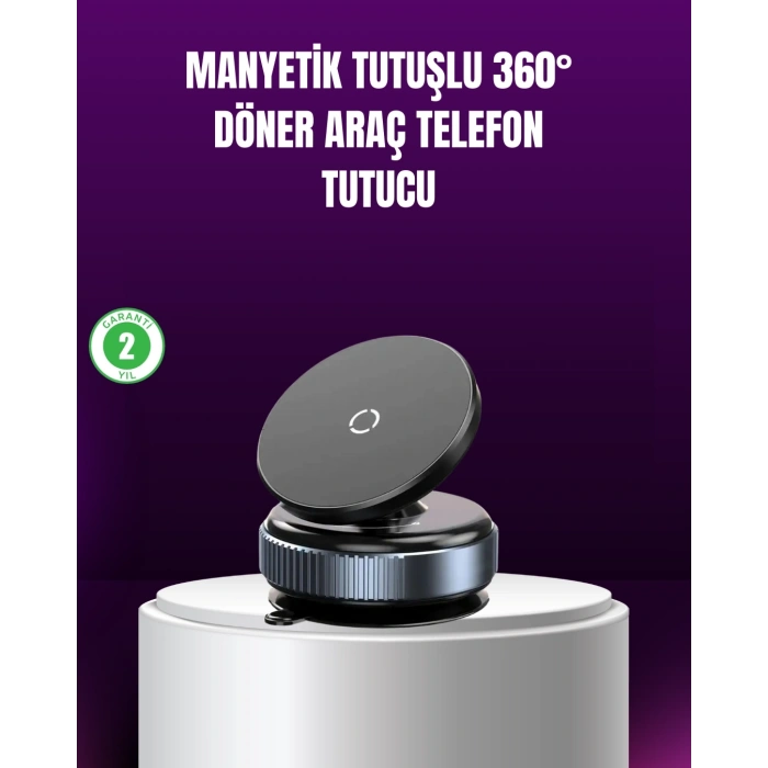 BFS Araç İçi Manyetik Telefon Tutucu 360° Döner Vakumlu Stand