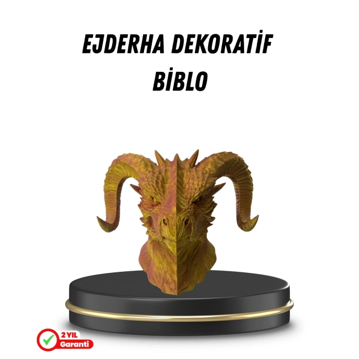 BFS Asil Tasarım Gold–Red Ejderha Heykeli Hediyelik Fantastik Dekor