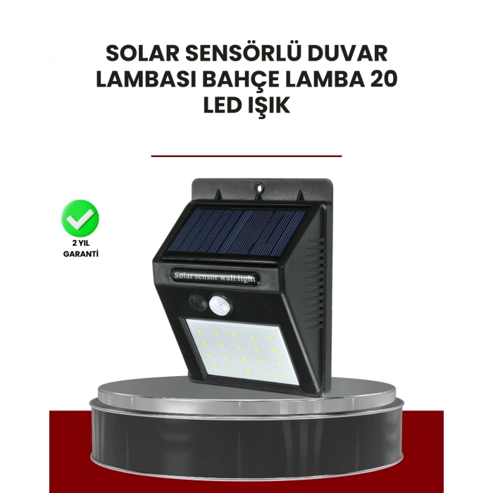 BFS Bahçe ve Dış Mekanlar İçin Güneş Enerjili 20 LED Hareket Sensörlü Lamba