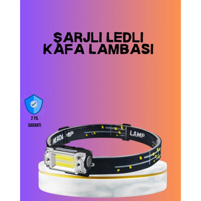 BFS Beyaz Led Işık Sensörlü Kafa Lambası Lityum Batarya Led El Fenerli Şarjlı