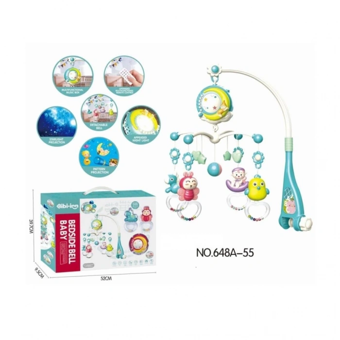 BFS  BIB-648A-55 -Vardem Işıklı Müzikli Kumandalı Mavi Bebek Dönencesi