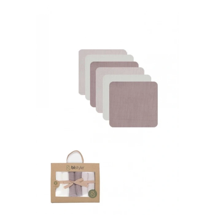 BFS  Bistyle 6lı Müslin Mendil 20x20 cm 90106 Taş Ekru Antrasit