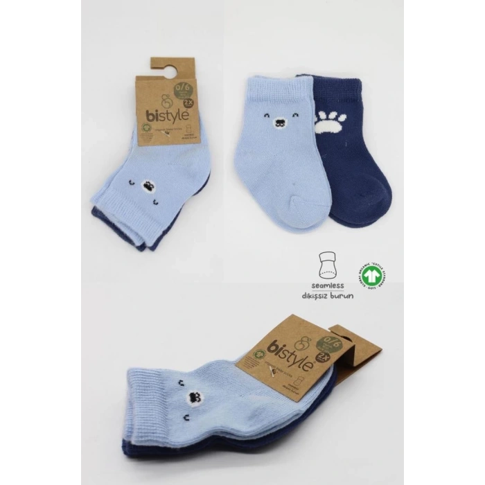 BFS   Bistyle Bear Penye Soket Çorap 2Li BS10116 Mavi