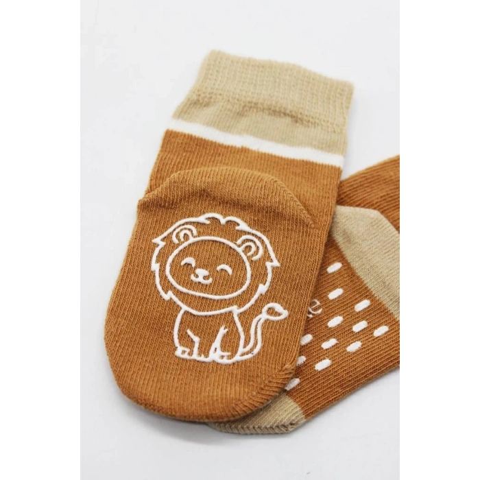 BFS   Bistyle Hayvan Figürlü Kaymaz Erkek Soket Çorap 2Li BS10119 Hardal
