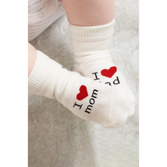 BFS   Bistyle Mom Dad 3Lü Penye Soket Çorap 10123 Ekru