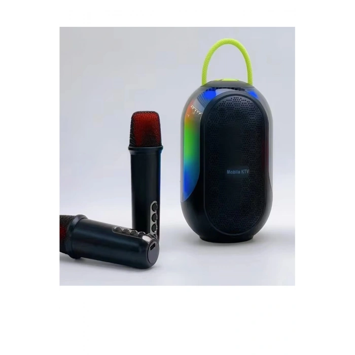 BFS Bluetooth Çift Mikrofonlu Kablosuz Karaoke Rgb Işıklı Yüksek Sesli Müzik 4 Ses Degıstırme