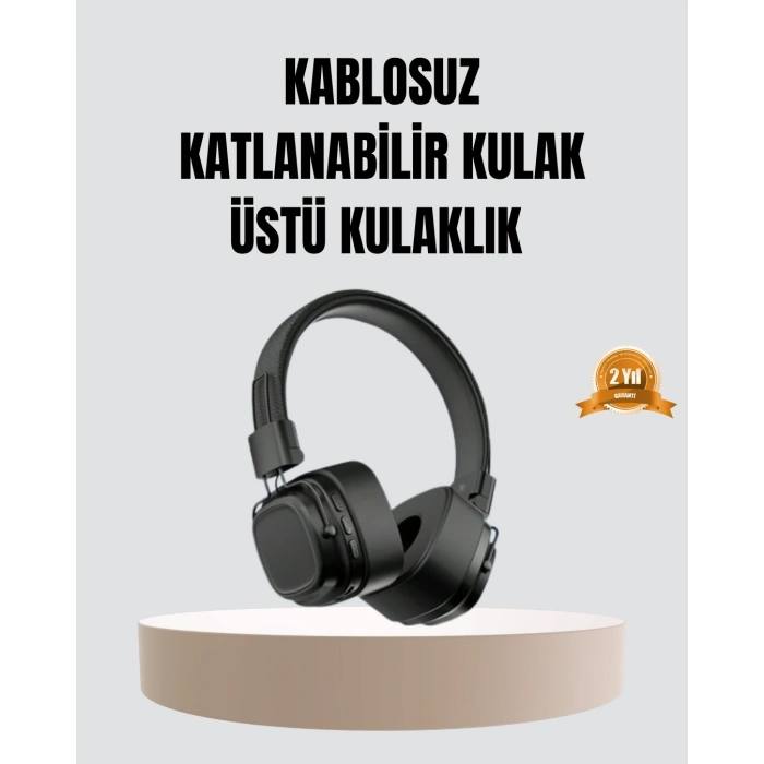 BFS Bluetooth Kablosuz Kulak Üstü Kulaklık Katlanabilir Konforlu ve Şık Tasarımlı