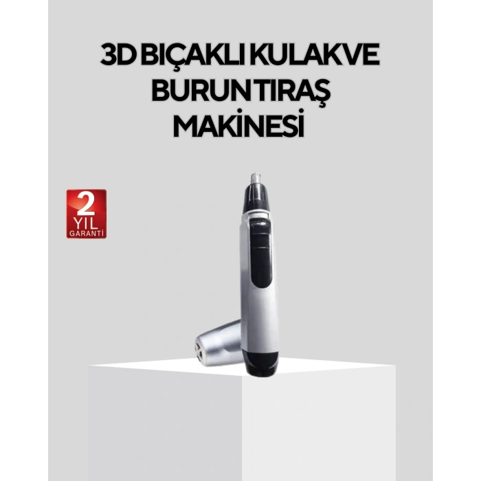 BFS Burun Kulak ve Kaş Tıraş Makinesi 3D Keskin Bıçaklı Pil ile Çalışan