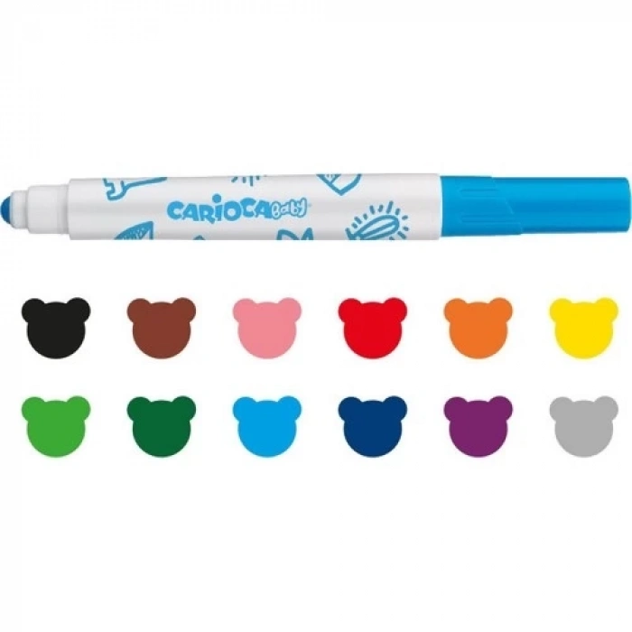 BFS   Carioca Jumbo Bebek Süper Yıkanabilir Keçeli Boya Kalemi 12Li