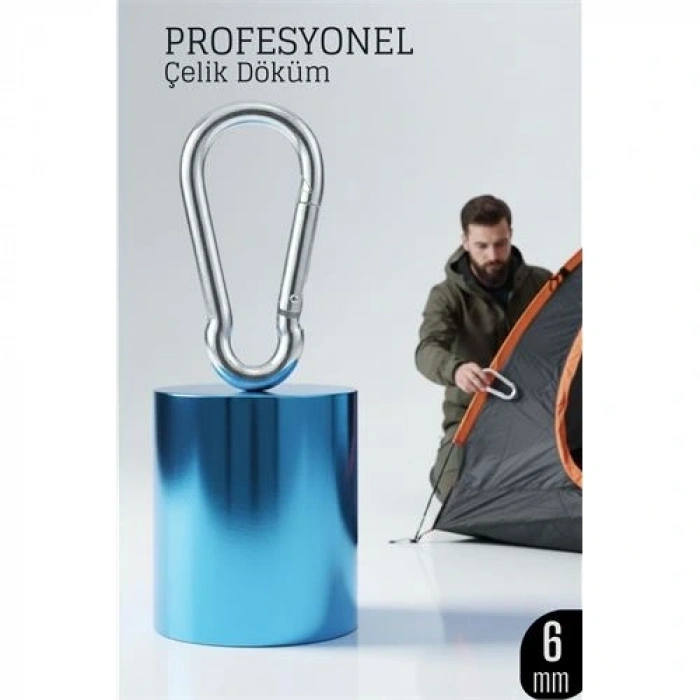 BFS Çelik Yan Açılır Karabina - 6 mm Kamp, Tırmanış ve Günlük Kullanım İçin Güvenli Kilit