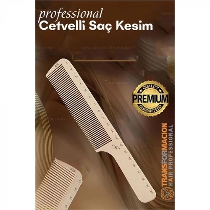 BFS  Cetvelli Saç Kesim Tarağı - Berber Kuaför Saç Kesim Tarağı Profesyonel