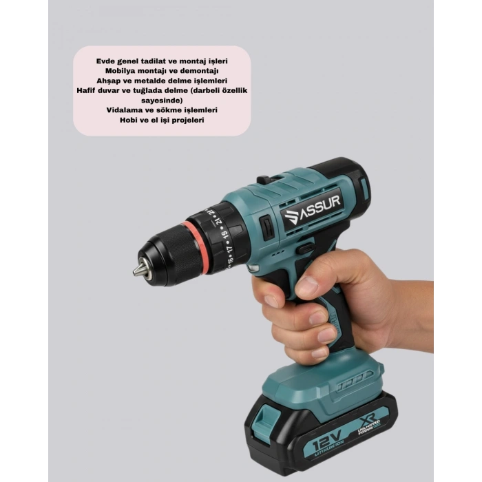 Mey İthalat® Çift Bataryalı Şarjlı Matkap Dijital Ekranlı Set