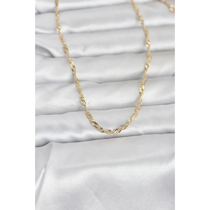 Mey İthalat® CM 14K Gold Renk Burgu Yassı Model 60 cm Kadın Kolye