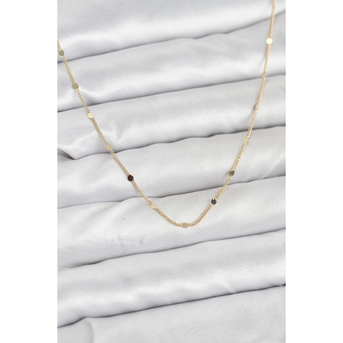Mey İthalat® CM 14K Gold Renk Ezme Pul Model 60 cm Kadın Kolye