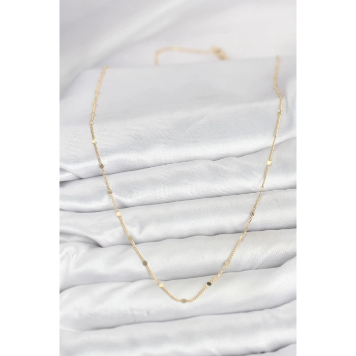 Mey İthalat® CM 14K Gold Renk Ezme Pul Model 60 cm Kadın Kolye