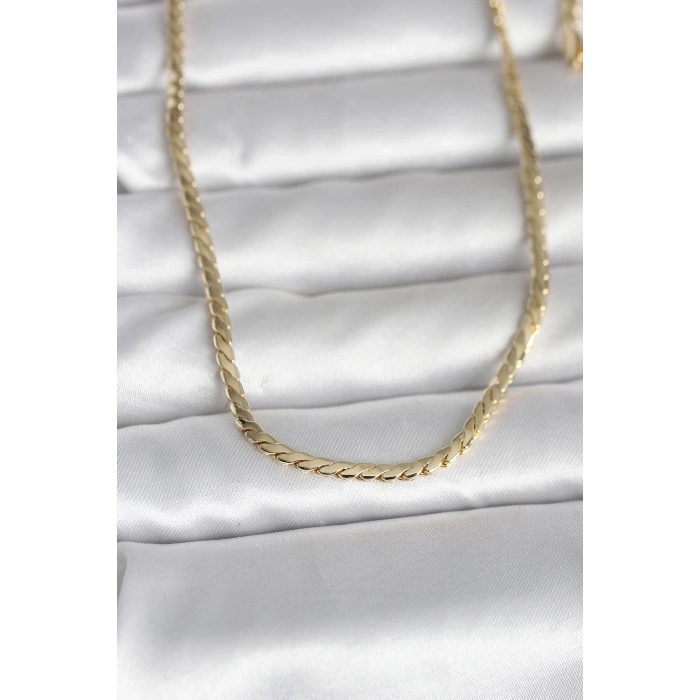 Mey İthalat® CM 14K Gold Renk Yassı Model 60 cm Kadın Kolye