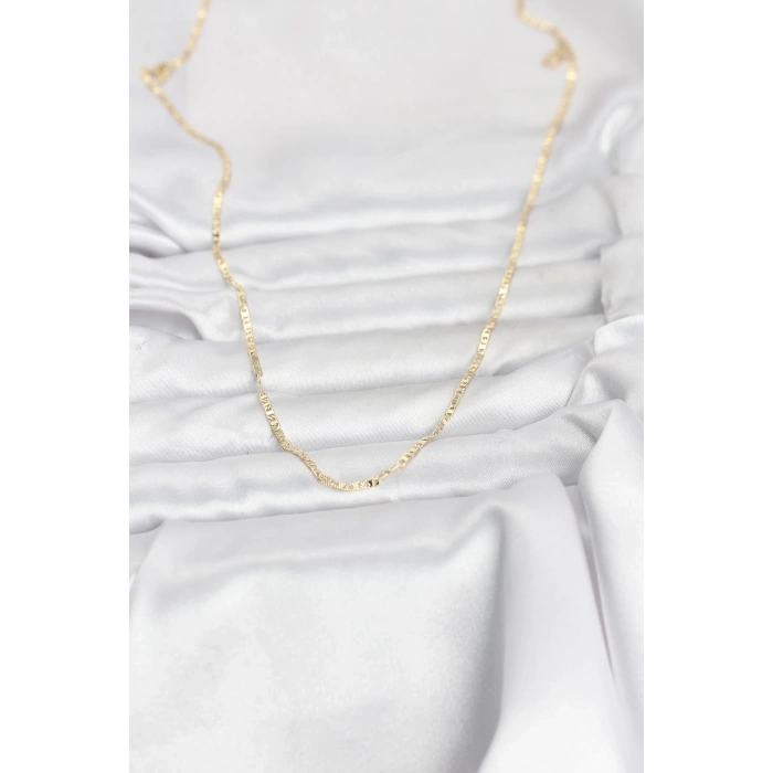 Mey İthalat® CM 14K Gold Renk Yassı Zincir Model 60 cm Kadın Kolye