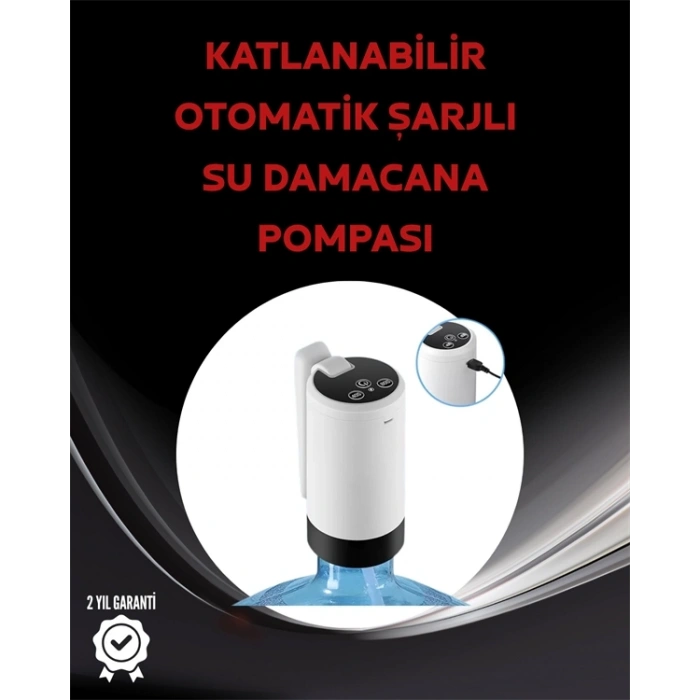 BFS Damacana Üstü Akıllı Su Pompası | 3 Damacana Kullanım | 4W Güç | Micro USB Şarjlı | Katlanabilir & Taşınabilir