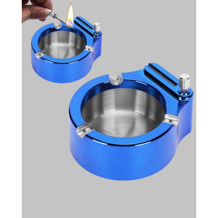 Mey İthalat® Dekoratif Çakmaklı Küllük Kolay Temizlenebilir Metal