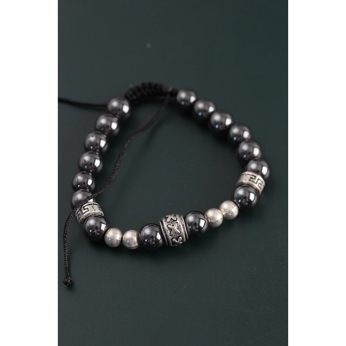 BFS Doğal Taş X Model Antrasit Renk Asansörlü Erkek Bileklik