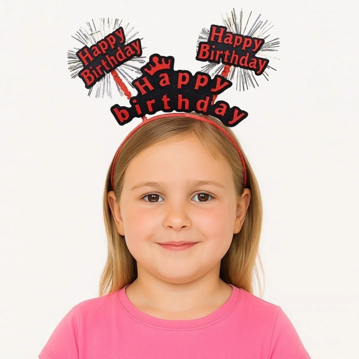 BFS Doğum Günü Kutlaması İçin Kırmızı Taç – Işıltılı Yazılı Parti Tacı