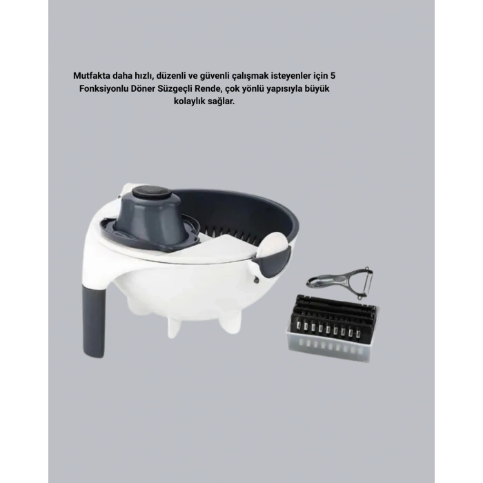 BFS Döner Mekanizmalı 5’i 1 Arada Süzgeçli Rende Sebze Meyve Doğrama Cihazı