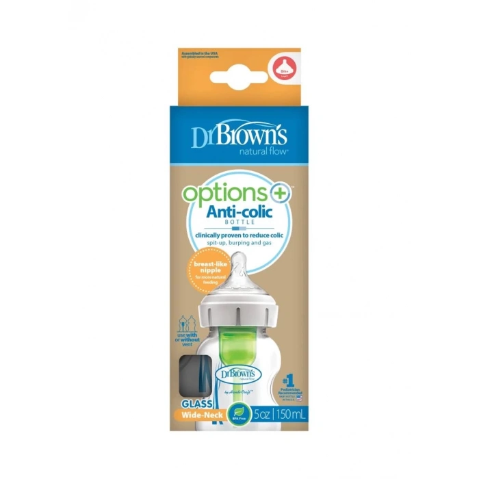 BFS   Dr Browns Geniş Ağız Anti Kolik Options+ Cam Biberon 150 ml