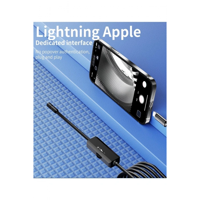 BFS Endoskop Yılan Video Kamera İos Uyumlu Led’li 10 Metre 7 Mm Sert Kablo 2mp Full Hd