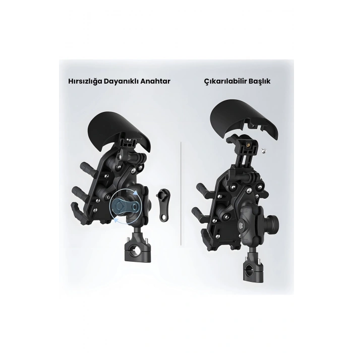 BFS Gidon Bağlantılı Güneş Ve Yağmur Korumalı 360° Derece Ayarlanabilir Motosiklet Bisiklet Telefon Tutucu