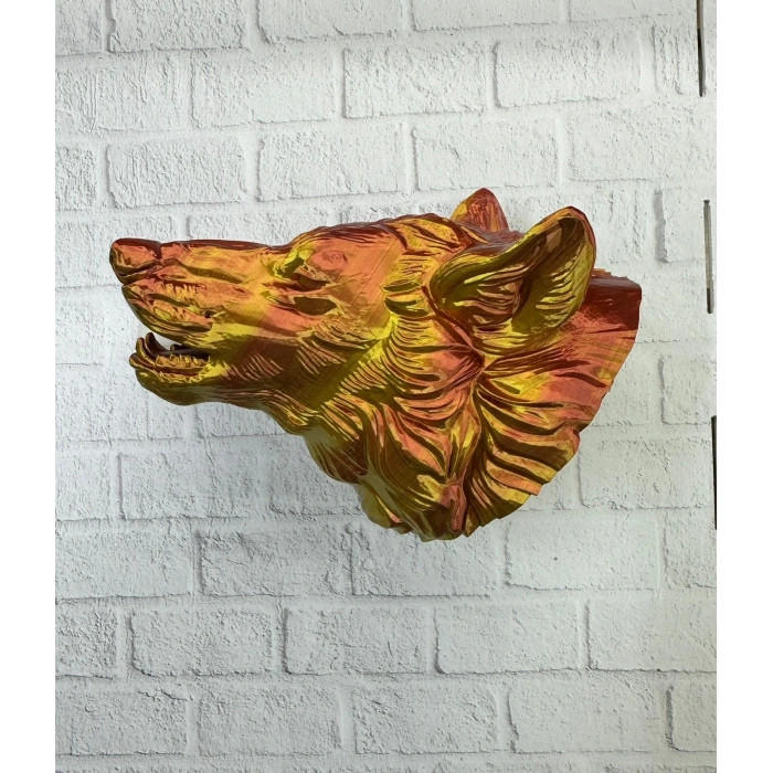 BFS Gold Renk 3D Kurt Başı Duvar Dekoru