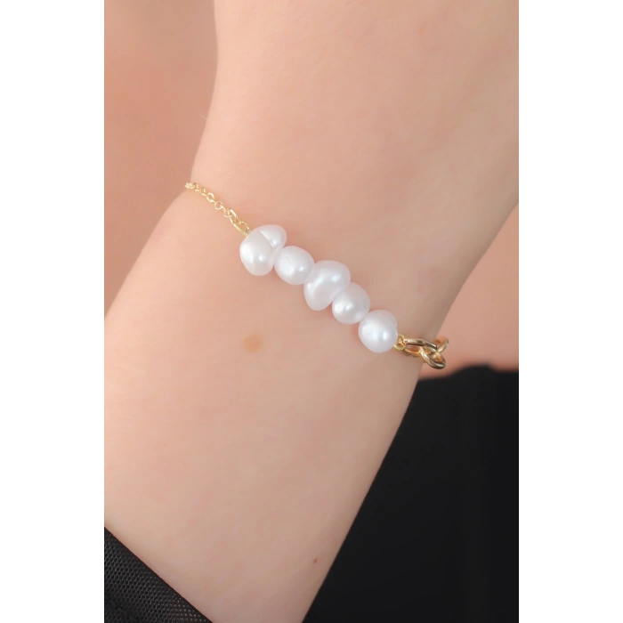 BFS Gold Renk İnci Boncuk Model Kadın Bileklik
