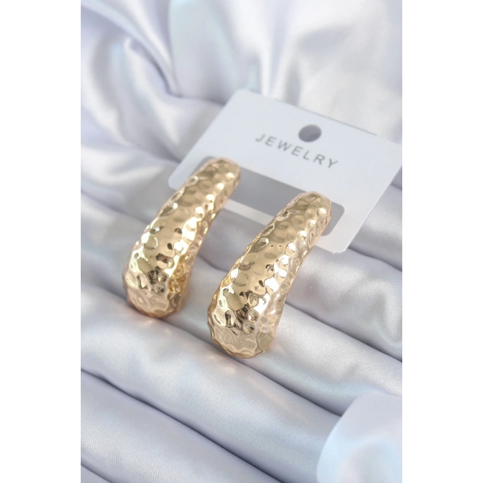 BFS Gold Renk İşleme Detay Pirinç Kadın Küpe