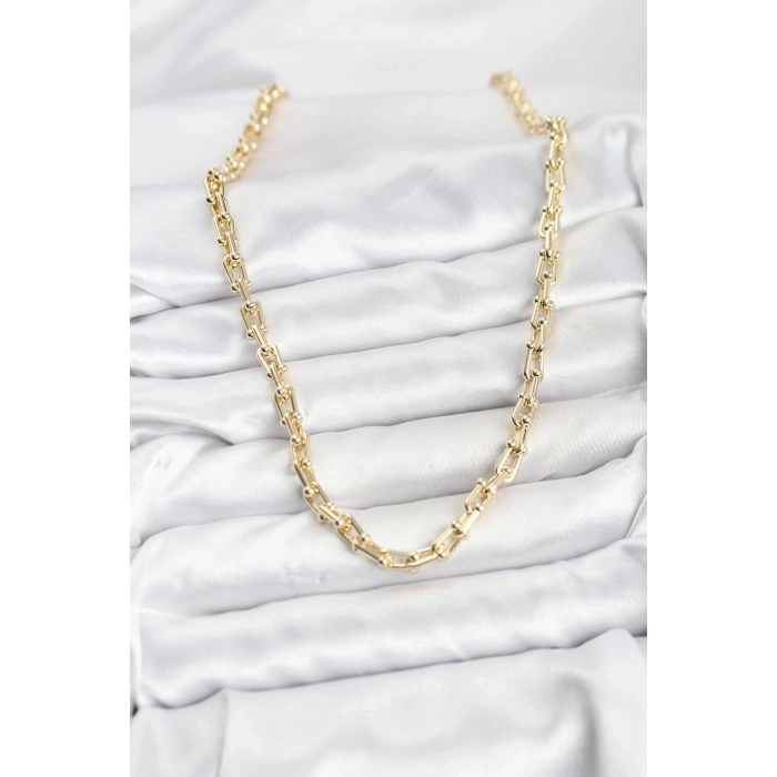 BFS Gold Renk Pirinç Tifani Model Kadın Kolye