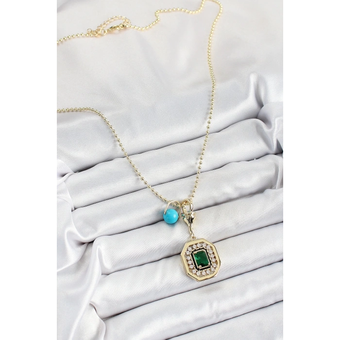 BFS Gold Renk Pirinç Zirkon Taşlı Kadın Serenay Kolyesi