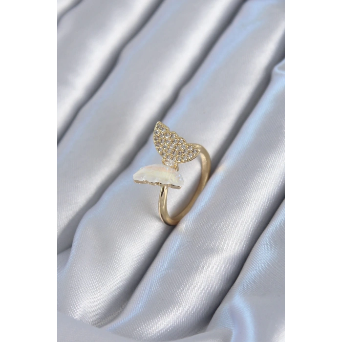 BFS Gold Renk Zirkon Taş Detay Pirinç Kadın Yüzük