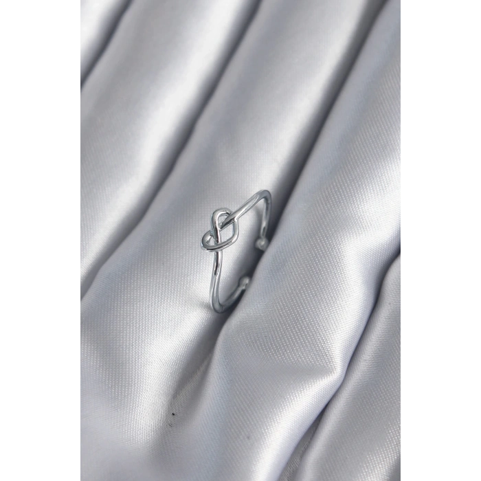 BFS Gümüş Renk Düğüm Kalp Model Kadın Yüzük