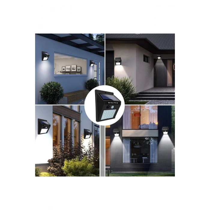 BFS Güneş Enerjili Sensörlü Duvar Lambası Bahçe Lamba Suya Dayanıklı Bahçe Aydınlatma