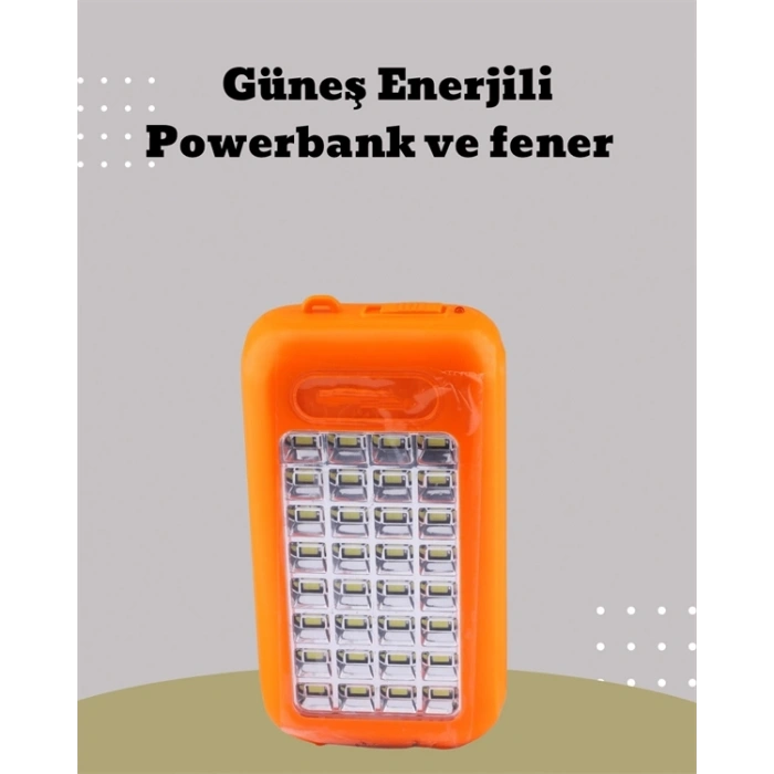 BFS Güneş Paneli Destekli Powerbank ve LED Işıldak – 10000 mAh, Çift USB, Outdoor Kullanım İçin