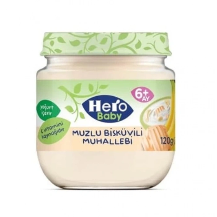 BFS  Hero Baby Muzlu Bisküvili Muhallebi Kavanoz Mama 120 Gr
